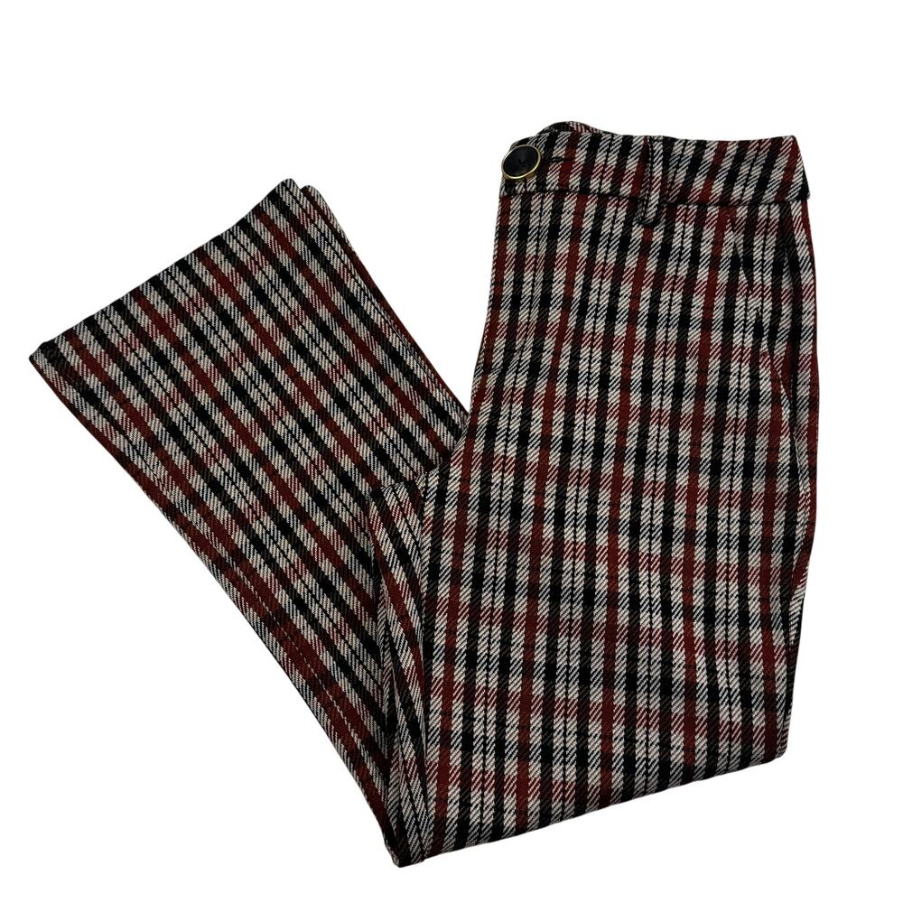 CAbi Style 4131 Jazzy Kick Flare Plaid Cropped Ankle Trousers Women's Size 4